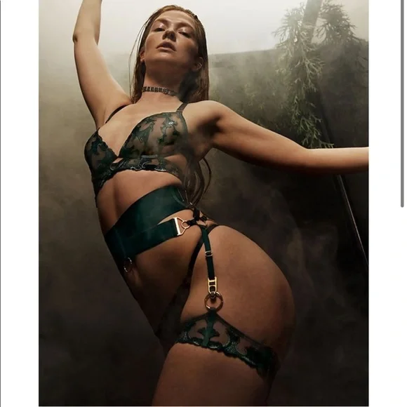 SOLD Bordelle Aurea Garters Eden Green Adjustable NWT - Picture 5 of 5